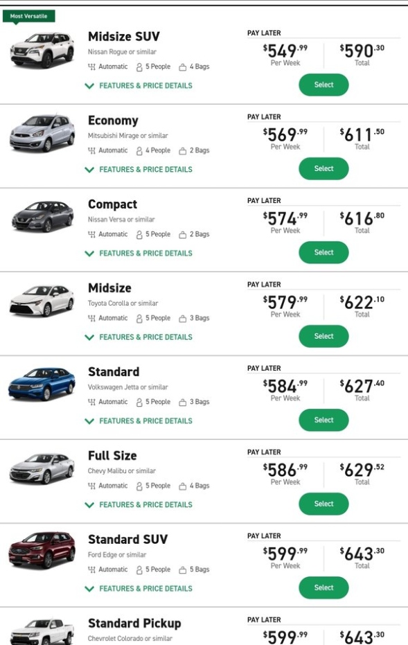 Backdate 3 How Much Would It Cost To Rent A Car For A Week In California? - Quora